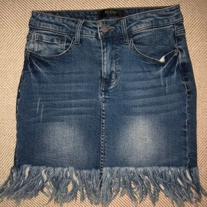 BLACK LABEL by C’est Toi Fringe Denim Skirt